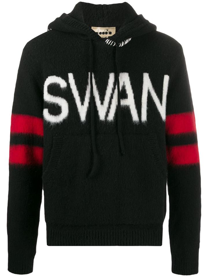 Diadora Swan Stitch-detail Hoodie - Black