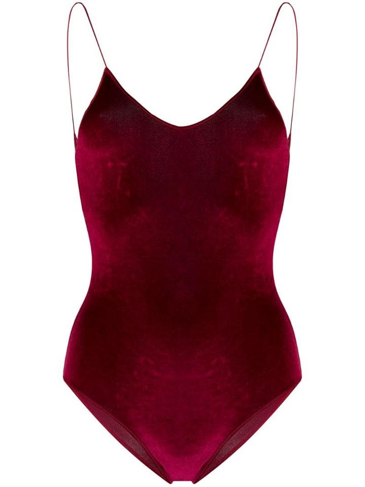 Oseree Lace Lined One Piece - Red