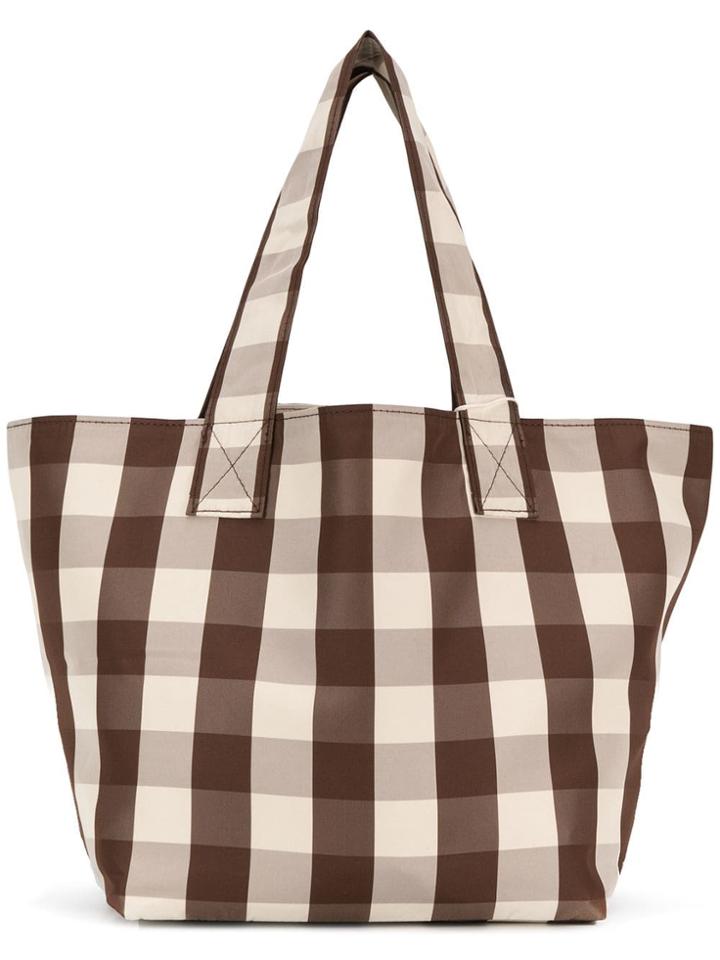 Trademark Small Gingham Grocery Tote - Brown