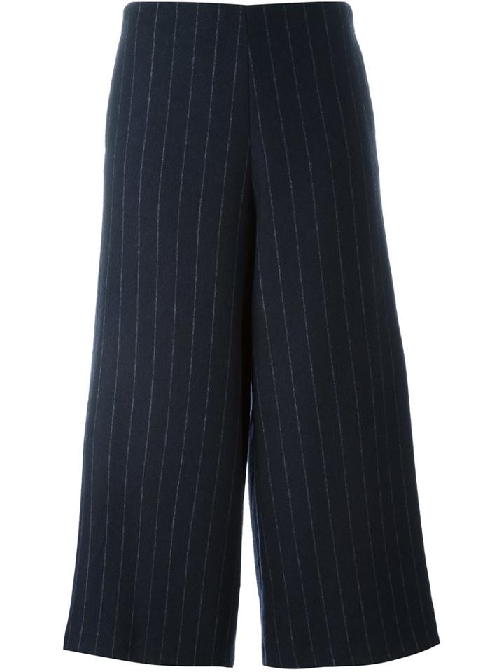 Erika Cavallini Cropped Wide Leg Trousers, Women's, Size: 44, Blue, Polyamide/viscose/virgin Wool