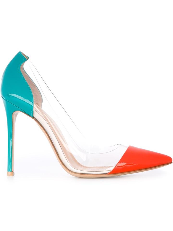 Gianvito Rossi Plexi Pumps, Women's, Size: 35.5, Red, Patent Leather/acrylic/leather