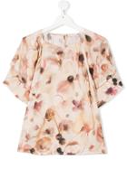 Elisabetta Franchi La Mia Bambina Floral Print Blouse - Nude &