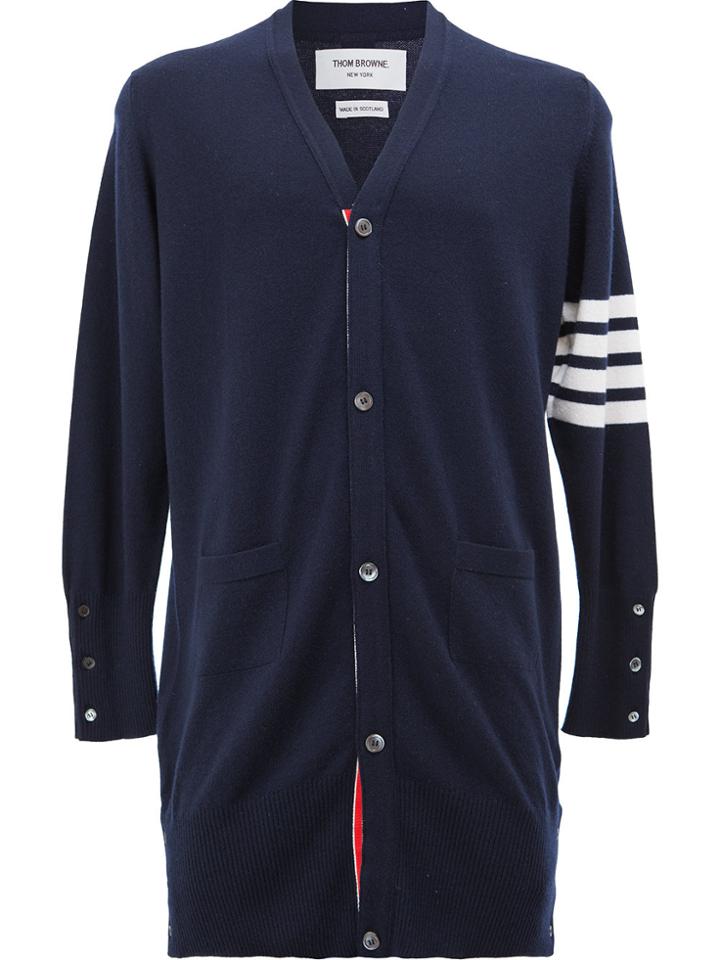 Thom Browne V-neck Long Cardigan - Blue