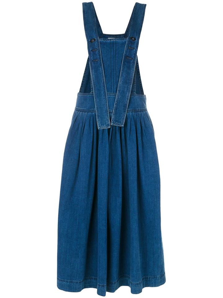 Chloé Denim Pinafore Midi Dress - Blue
