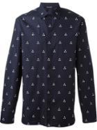 Neil Barrett Geometric Print Shirt, Men's, Size: 43, Blue, Cotton