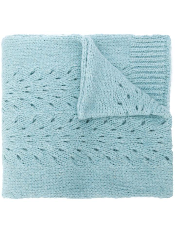 Roberto Collina Perforated Knit Scarf - Blue