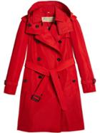 Burberry Detachable Hood Tafetta Trench Coat - Red
