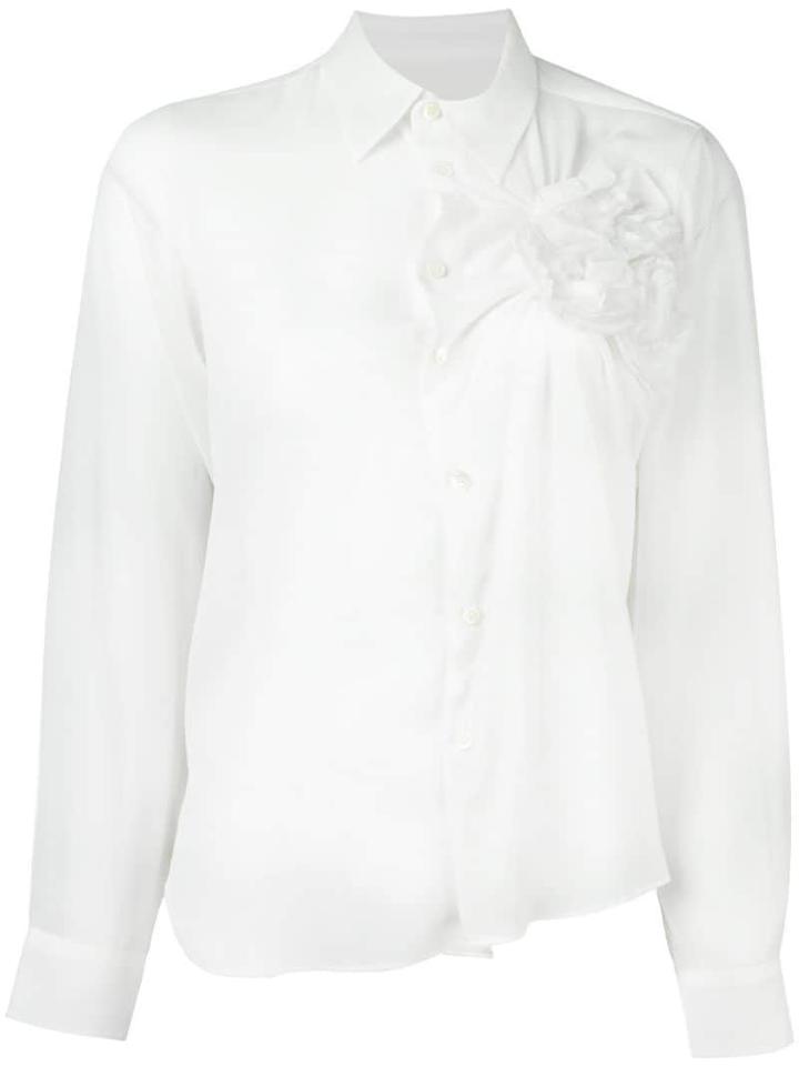 Comme Des Garçons Pre-owned Flower Appliqué Blouse - White