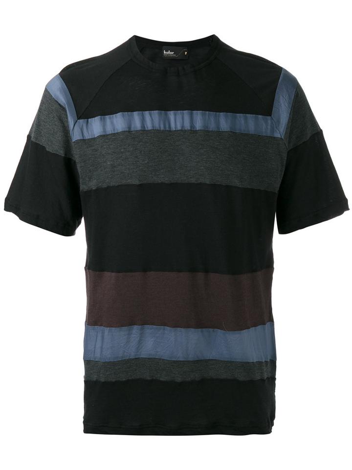 Kolor Striped T-shirt, Men's, Size: Iii, Black, Cotton/nylon/cupro