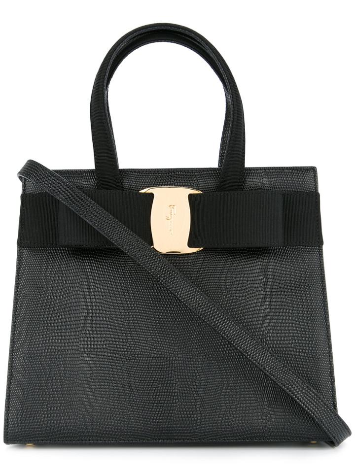Salvatore Ferragamo Vintage Vara Bow Two-way Handbag - Black