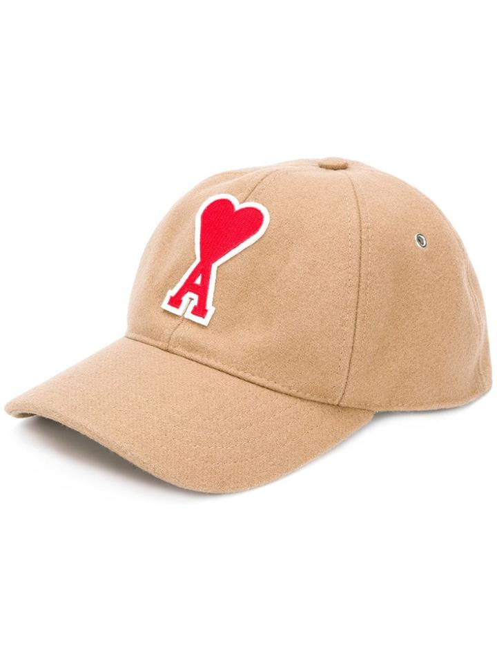 Ami Alexandre Mattiussi Cap With Ami De Coeur Patch - Brown