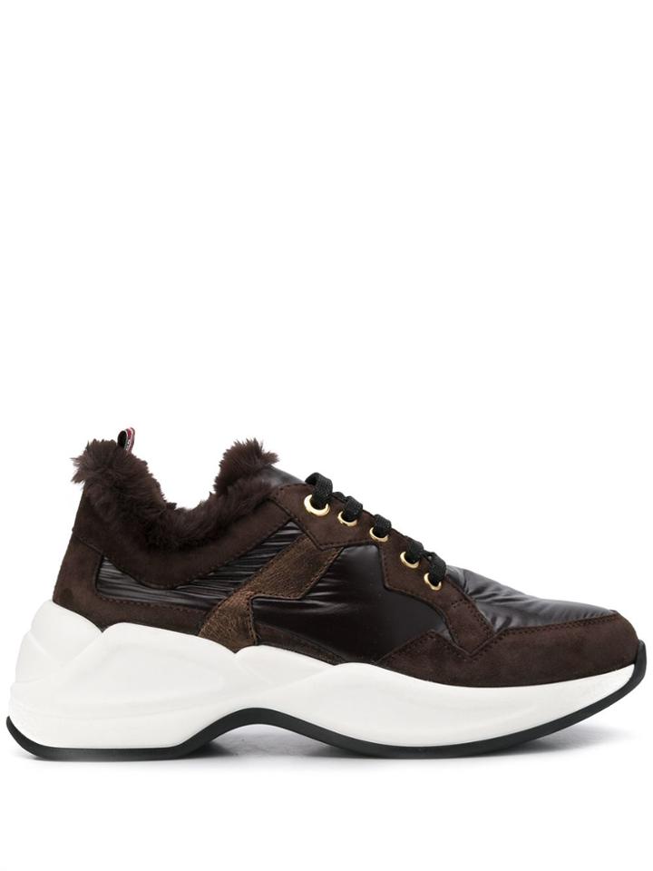 Tosca Blu Faux Fur Low Top Sneakers - Brown