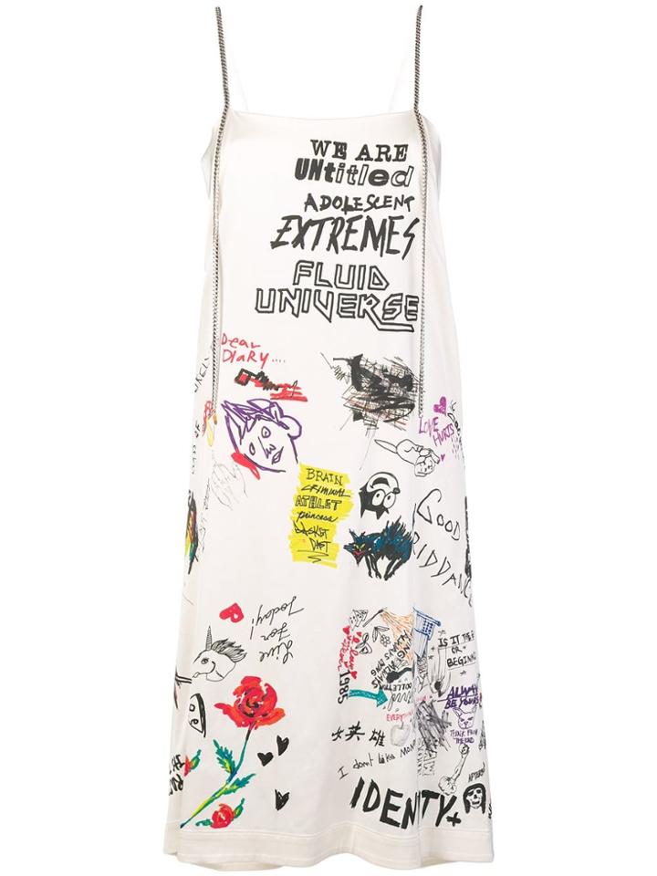 Ambush Doodle Print Dress - White
