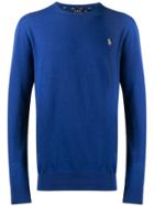 Polo Ralph Lauren Contrasting Embroidered Logo Knitted Jumper - Blue