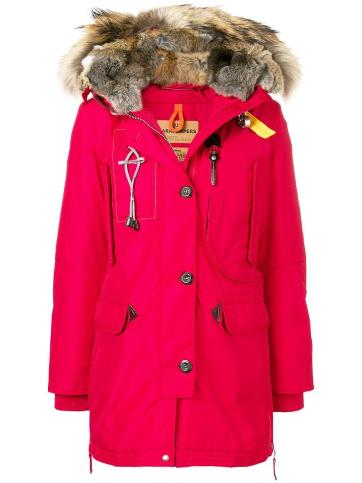 Parajumpers Fur Hood Single-breasted Coat - Red