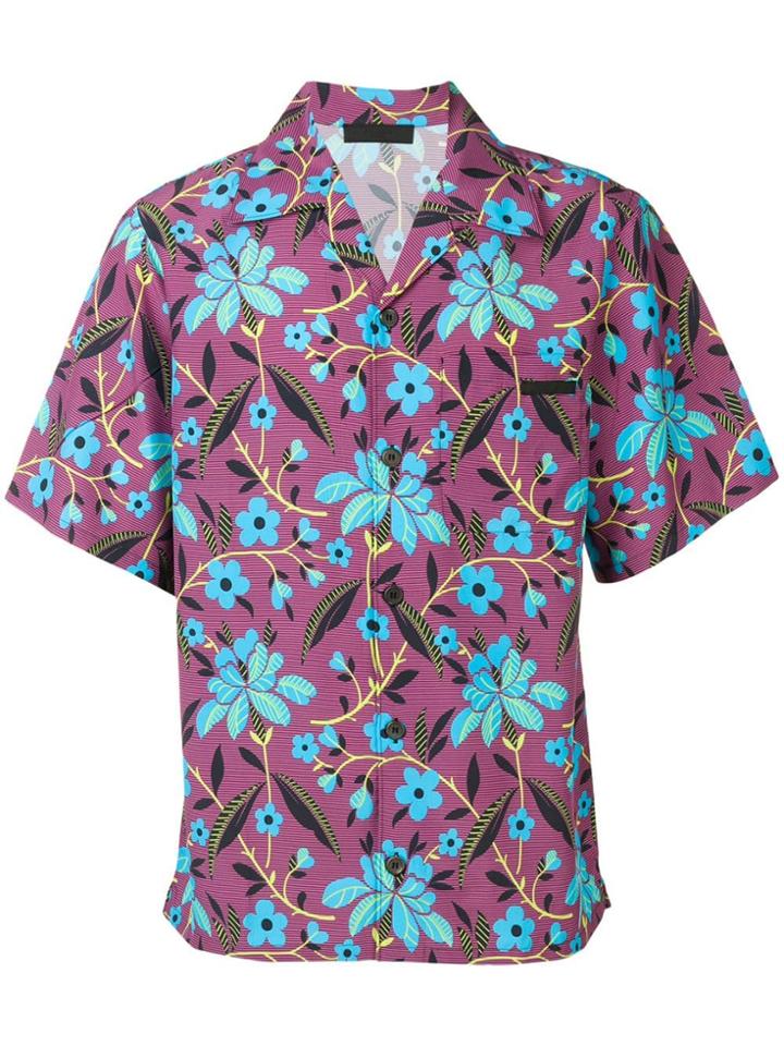 Prada Short-sleeve Pongé Shirt - Purple
