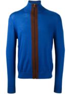 Paul Smith Contrast Zip Cardigan, Men's, Size: Small, Blue, Silk/merino