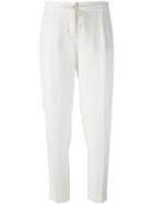 Loro Piana Cropped Drawstring Trousers, Women's, Size: 44, White, Silk/spandex/elastane