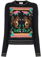 Muveil Squirrel Motif Jumper - Blue