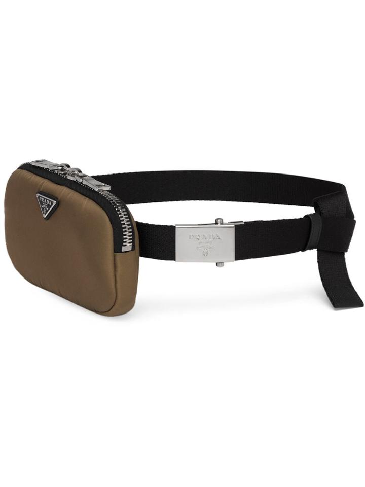 Prada Pouch Adjustable Fabric Belt - Green