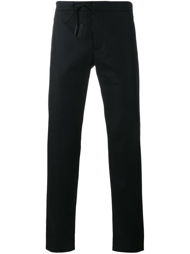 Maison Margiela Straight Leg Trousers, Men's, Size: 50, Black, Cotton/leather/wool