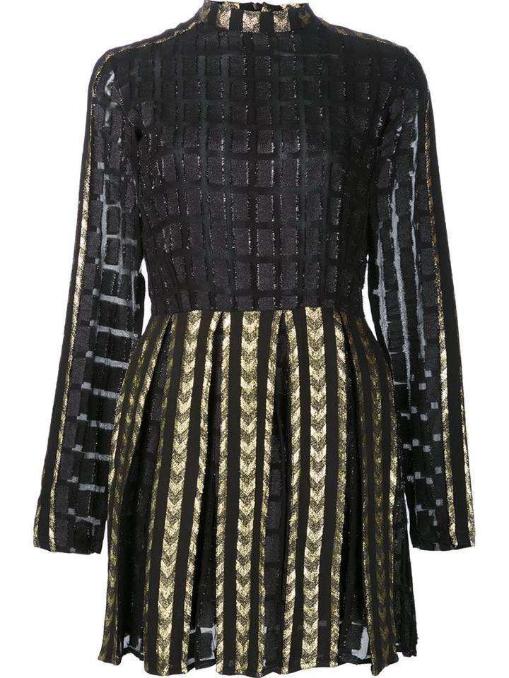 Dodo Bar Or Pleated Dress, Women's, Size: 40, Black, Viscose/polyester/metallic Fibre