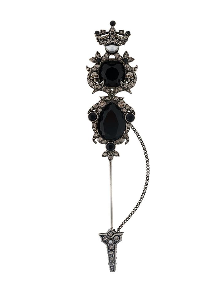 Alexander Mcqueen Jewelled Brooch - Metallic