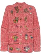 Alexander Mcqueen Round Zip Rhinestone Cardigan - Pink & Purple
