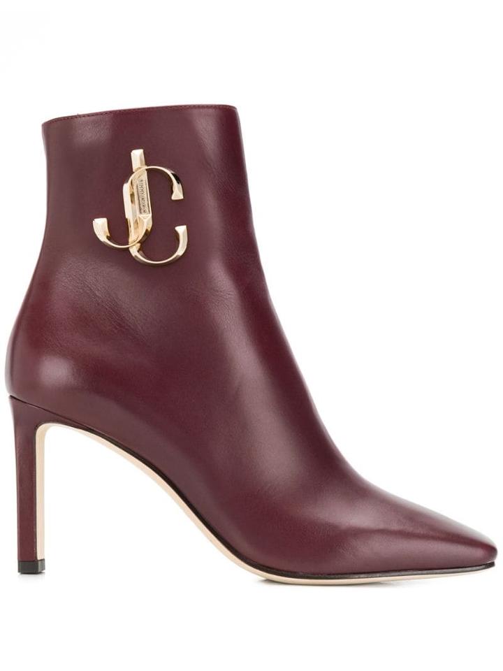 Jimmy Choo Heeled Logo Ankle Boots - Red