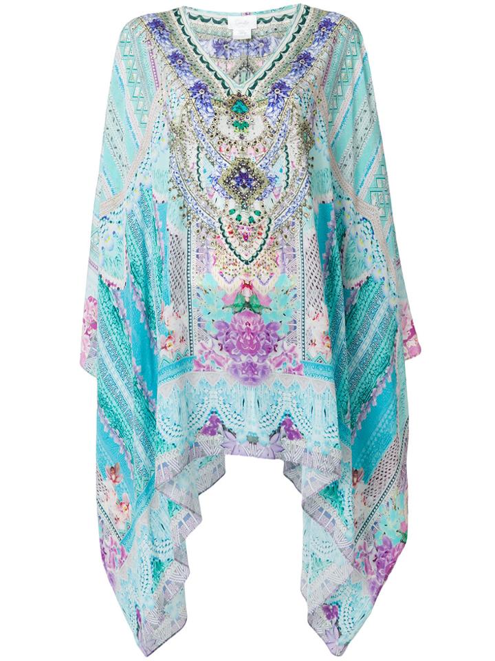 Camilla Embellished Garden Print Dress - Blue