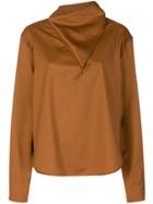 Vejas Asymmetric Handkerchief Blouse - Brown