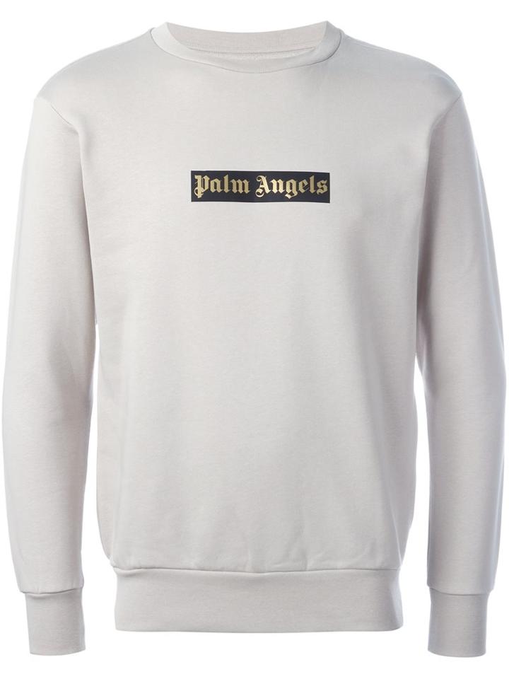 Palm Angels Logo Print Sweatshirt, Men's, Size: Large, Nude/neutrals, Cotton