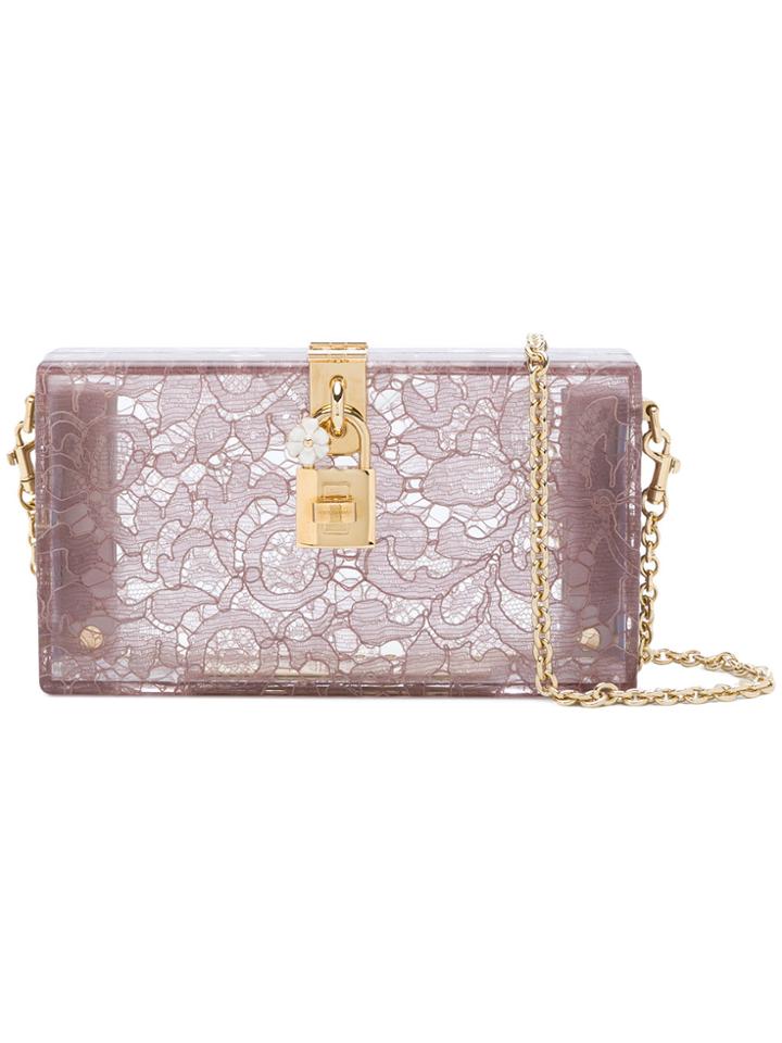 Dolce & Gabbana Semi-sheer Lace Print Clutch - Pink & Purple