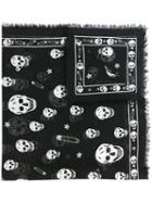 Alexander Mcqueen - Skull Patterned Scarf - Men - Silk/modal - One Size, Black, Silk/modal