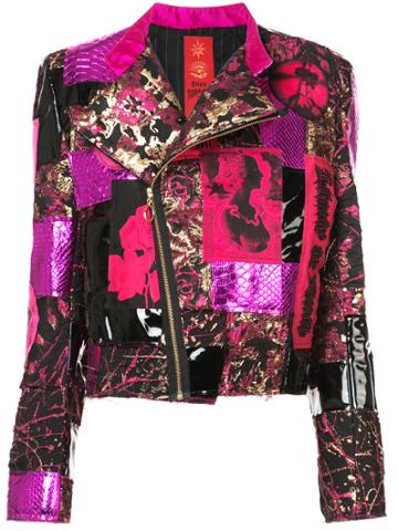 Dilara Findikoglu Patchwork Punk Jacket - Pink & Purple