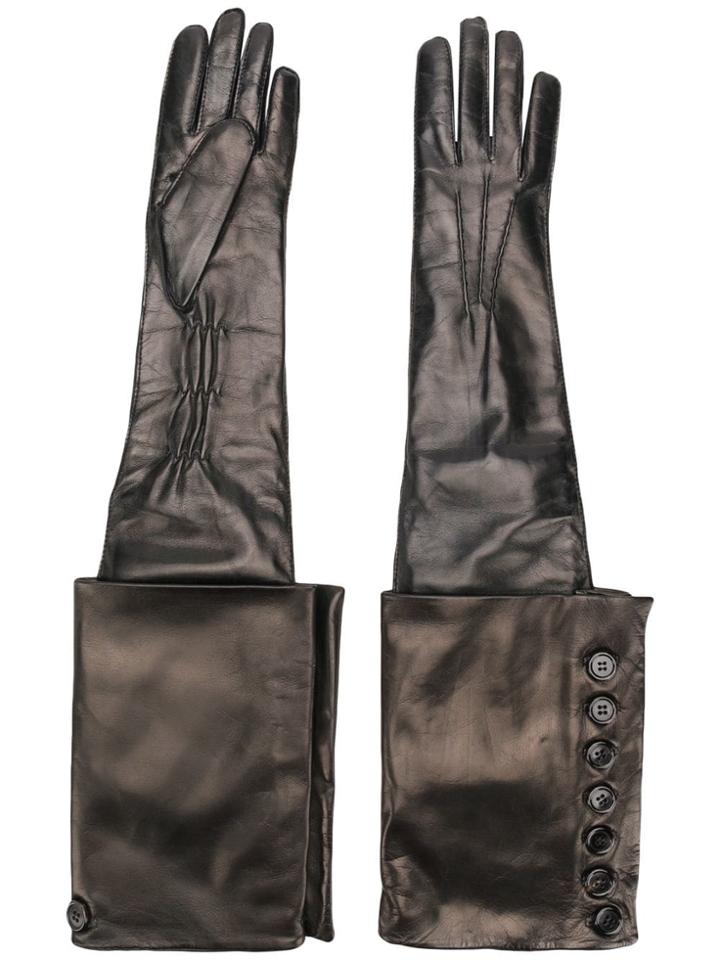 Ann Demeulemeester Gothic Leather Gloves - Black