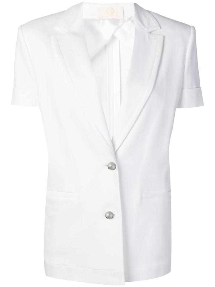 Sara Battaglia Short Sleeved Blazer - White