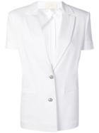 Sara Battaglia Short Sleeved Blazer - White