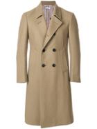 Thom Browne Melton Wool Pintuck Bal Collar Overcoat - Nude & Neutrals