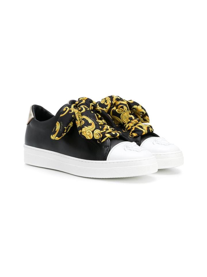 Young Versace Printed Lace Sneakers - Black