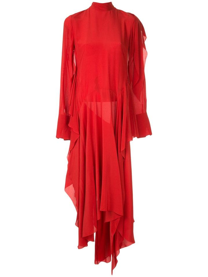 Petar Petrov Asymmetric Longsleeved Dress - Red