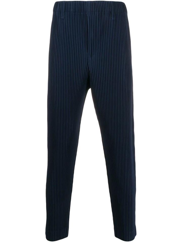 Homme Plissé Issey Miyake Ribbed Tapered Trousers - Blue