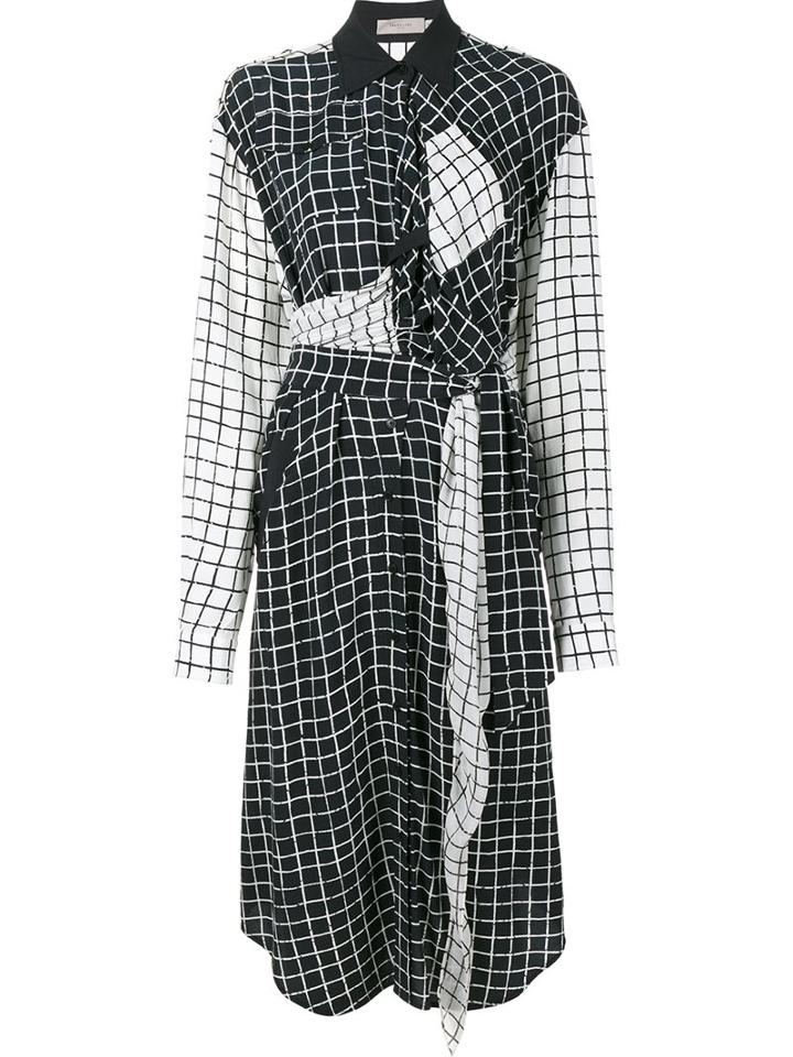 Preen By Thornton Bregazzi Grid Print Shirt Dress