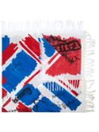Burberry Scribble Print Scarf - Red