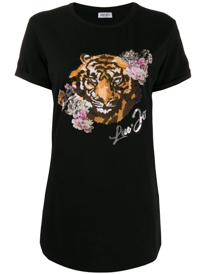 Liu Jo Embroidered Tiger Head T-shirt - Black