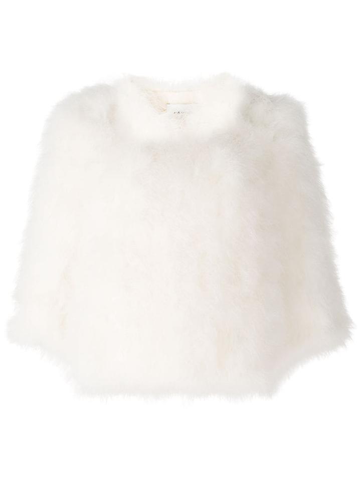 Yves Salomon Collarless Feather Jacket - White