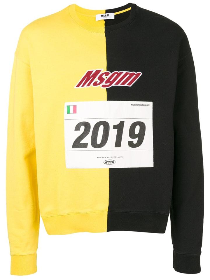 Msgm Contrast Panel Sweatshirt - Yellow