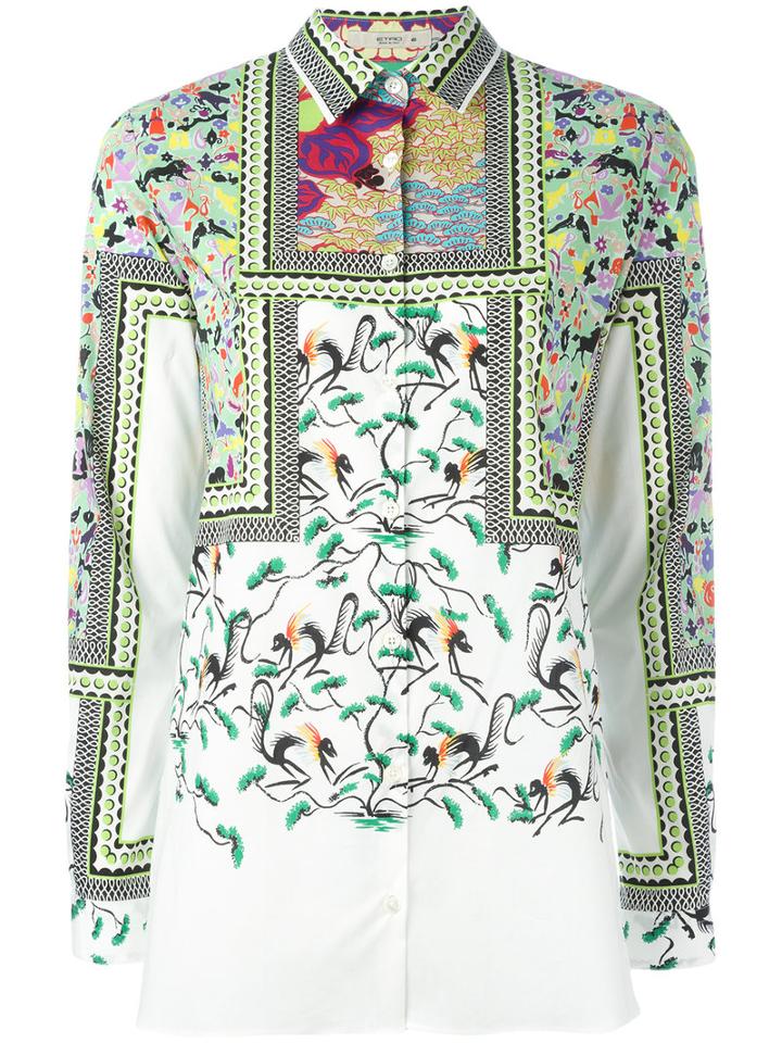 Etro Printed Shirt, Women's, Size: 44, Grey, Cotton/spandex/elastane