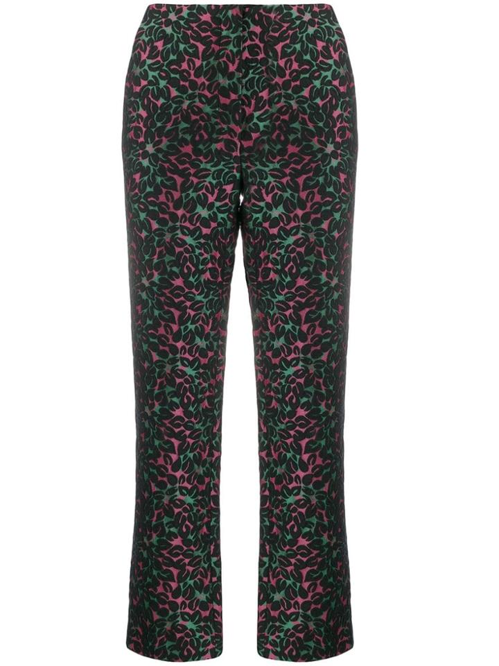 Miu Miu Pre-owned Floral Print Trousers - Black