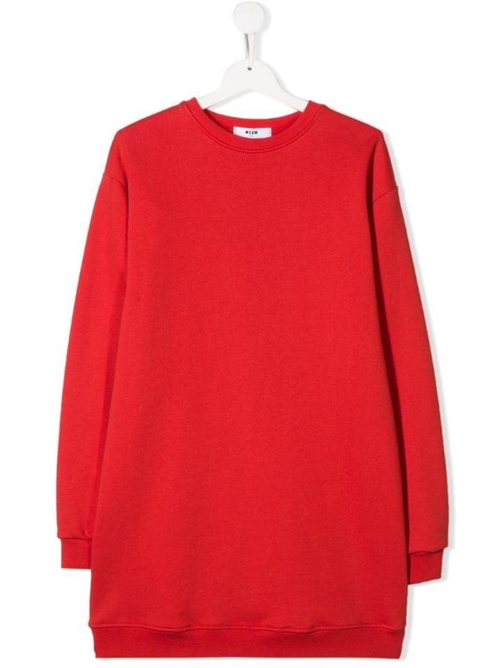 Msgm Kids Teen Fringed Sweat Dress - Red